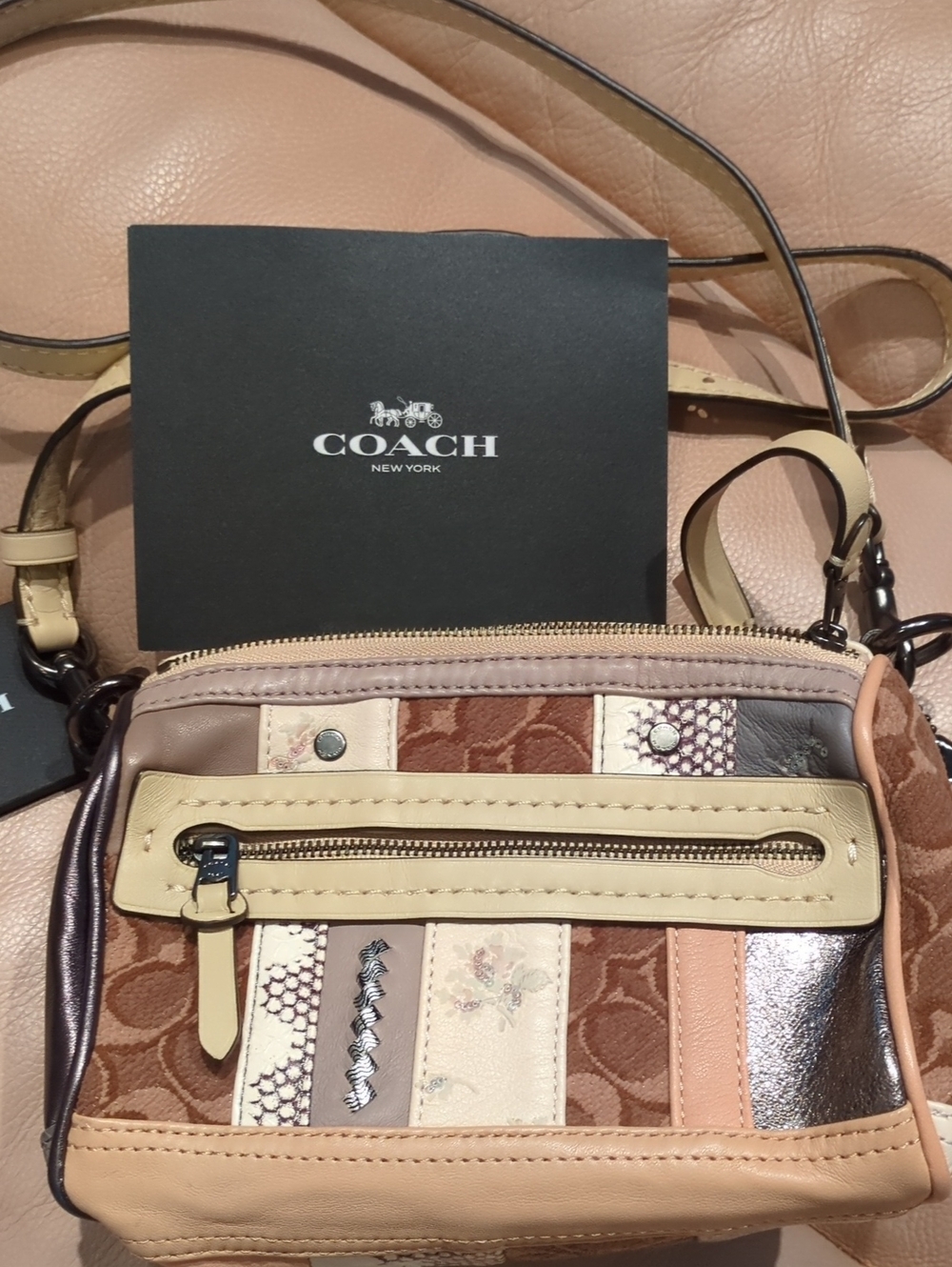 Coach Shuffe 21 Signature Jacquard Patchwork Leather Crossbody